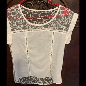 SUMMER SALE!! Off white cotton front/ see thru nylon floral back.